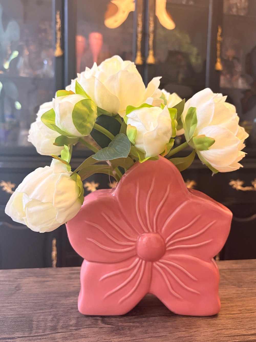 Gorgeous Pink Floral shaped Ceramic Vase